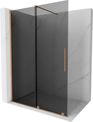 Produktbild von Mexen Velar Duschwand Walk-in 130 x 200 cm, graphit 8 mm, gebürstetes Kupfer - 871-130-000-43-65