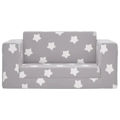 Produktbild von Eleganter Möbel Kinder-Schlafsofa 2-Sitzer Hellgrau mit Sternen Weicher Plüsch - CJG767055 - Kindersofas
