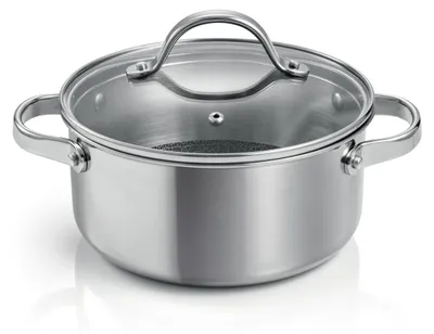 Stieltopf mit Deckel, 18 cm, 2 l, Antihaft, Edelstahl, Induktion
