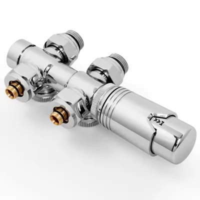 Immagine prodotto di S'AFIELINA Set multiblock per raccordo radiatore, cromo(1 pz) Valvola di blocco rubinetto termostatico Accessori per il riscaldamento Forma angolare e rettilinea