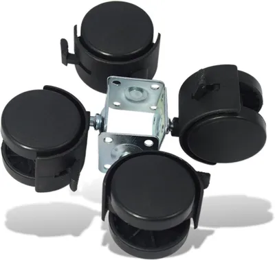 Produktbild von 4 Möbelrollen mit Platte, Bremsen, Lenkrollen, Bockrollen, Laufrollen 50 mm