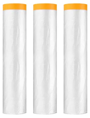 Immagine prodotto di Omgoods - 3 fogli di pellicola protettiva pretagliata per la pittura, con nastro adesivo, dimensioni 45 cm x 1,65 m