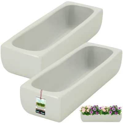 Obrázok produktu pre KOTARBAU® Sada 2 keramických kvetináčov podlhovasté vnútro biely kvetináč obdĺžnikový 31x10,5x7 cm kvetináč na sukulenty do obývačky parapetný kvetináč podlhovasté piano kolekcia bonsaj kvetináč