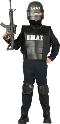 Produktbild von Polizei SWAT Kinder Jumpsuit, Größe: 7 - 9 Jahre Farbe: Schwarz