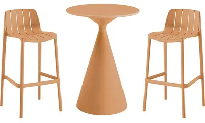Image de Table et chaises hautes de bistrot empilables "Vaena" - 2 places - Orange