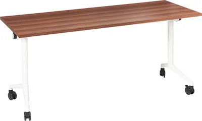 Produktbild von BELIANI Schreibtisch Dunkelbraun / Weiß 160 x 60 cm Klappbar Faltbar mit Rollen Mobil Bürotisch für Homeoffice Büro Modernes Design