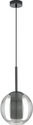 Produktbild von EGLO Pendelleuchte Tindari, Hängelampe, Hängeleuchte aus Metall in Nickel-Nero und Glas in Schwarz-Transparent, Esstischlampe, Wohnzimmerlampe, E27