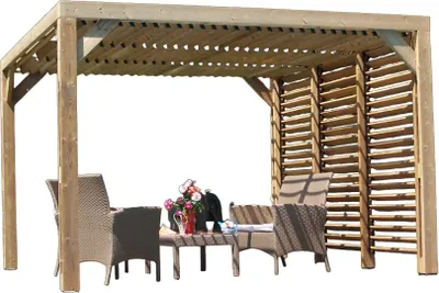 Image de Pergola 10.67m² bois traité - Habrita - THO3531VT - thermauvent