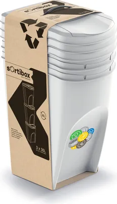 Produktbild von Abfallbehälter Prosperplast SORTIBOX 3 x 35 l aschfarben