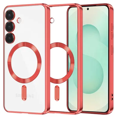 Produktbild von Techsuit Luxury Crystal Back Cover Hülle mit MagSafe für Samsung Galaxy S25 Plus - Transparent/Rot
