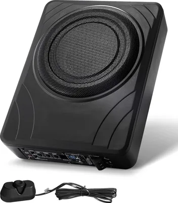 Obrázek produktu pro SucceBuy 8" 300 W subwoofer do auta pod sedadlo, tenký aktivní audio subwoofer pro SUV, osobní a nákladní auta, obytné vozy, s vestavěným zesilovačem, vstupem pro vysokou/nízkou úroveň a ovládáním hlasitosti
