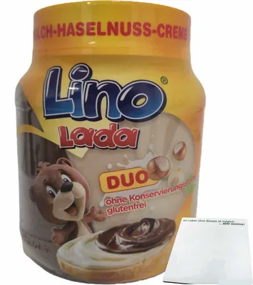 Produktbild von Lino Lada Duo Milch-Haselnuss-Creme (350g Glas) + usy Block