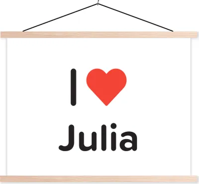Produktbild von MuchoWow® Textilposter Ich liebe - Julia - Mädchen 60x45 cm mit holzfarbenen Rahmen - Bild