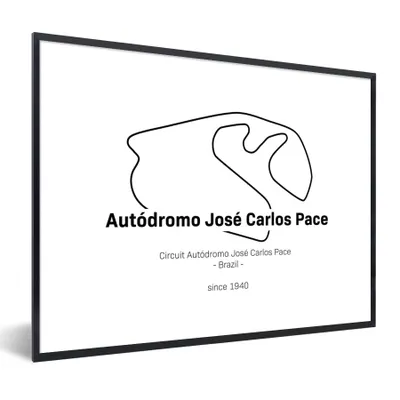 Produktbild von MuchoWow® Gerahmtes Poster Formel 1 - Brasilien - Rennstrecke 80x60 cm - Poster mit Schwarzem Bilderrahmen Wandposter Rahmen Foto Bilder - Schwarzem - Mit Gestell