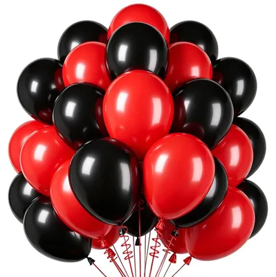 50 Latexballons Rot & Schwarz, 30 cm, für Partys