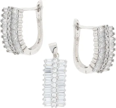 Produktbild von Golders Set: Ohrringe + Anhänger aus 925 Silber mit Glaskristallen, Schmuckset Silber
