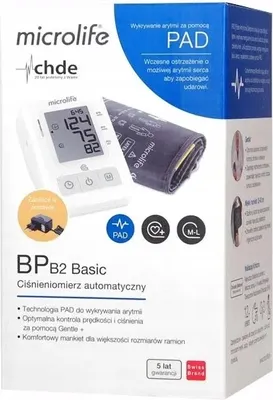 Zdjęcie produktu dla Ciśnieniomierz, Microlife BP B2 Basic, automatyczny, Zasilacz, 1 sztuka