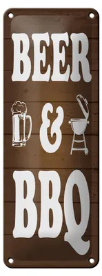 Produktbild von Blechschild Hinweis 27x10 cm Beer and BBQ Grill Bierglas Deko Schild