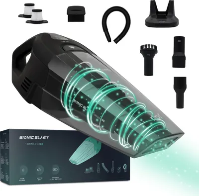 Image de JAP Tornado S2 7000pA Aspirateur à main sans fil 14.8V - Eau et poussière - Aspirateur voiture pour animaux domestiques - Sans sac et sans fil - 4 embouts - Tout en un - Noir