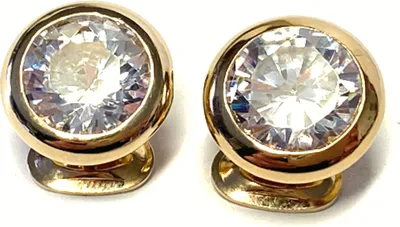 Produktbild von Ohrring 925 Silber vergoldet Ohrclip Klips - Zirkonia 15mm