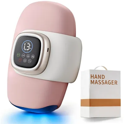 Produktbild von Intelligentes Handmassagegerät Lichttherapie Luftdruck Handgelenk Shiatsu Kneten Finger Acupoint Warme Hand Massage Gerät Rosa