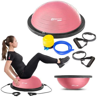 Obrázok produktu pre Balančná lopta Hop-Sport HS-L058B Balance Trainer s expandérom a pumpou na cvičenie pre fitness, tréning stability Ø 63,5 cm - svetloružová