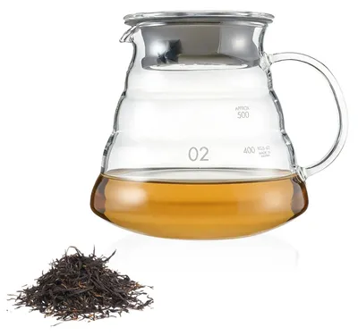 Glaskanne 600 ml, hitzebeständig, tropffreier Ausguss, mit Deckel
