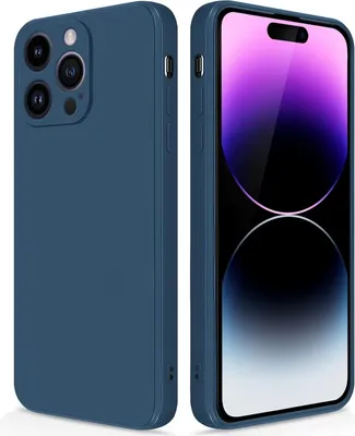 Produktbild von Silikon Hülle für iPhone 14 Pro Max Flüssigsilikon Dünn Gel Gummi Matt Kratzfeste Schutzhülle Blau