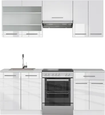 Immagine prodotto di Cucina componibile Vicco Fame-Line Bianco lucido/bianco 200 cm senza piano di lavoro, Model 35001