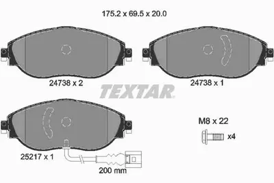 Produktbild von Textar Bremsbeläge vorne für Audi Seat Skoda VW