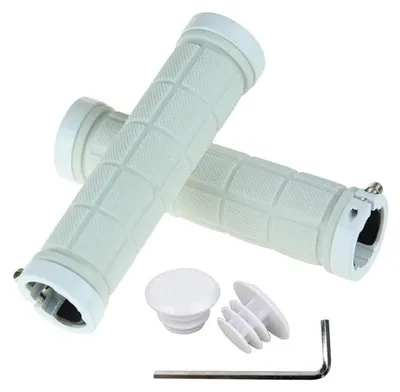 Obrázek produktu pro Rukojeti na řídítka kola, protiskluzové, gumové, bílé, 128 mm, vhodné pro horská kola, BMX a turistická kola