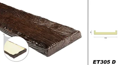Produktbild von DECO WOOD Dekobrett rustikal aus Polyurethane, 2m Länge, PolyurethanBrett Holzoptik (dunkelbraun - 190x35mm) Innendeko Zierelement