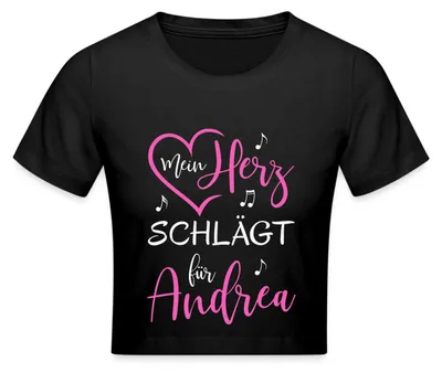 Produktbild von Spreadshirt Schlager Fanartikel | Herz Für Andrea Crop Top, M, Schwarz