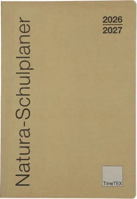 Produktbild von TimeTEX Natura-Schulplaner A4-Plus 2026/2027 mit 2 Lineal-Lesezeichen und naturbelassenem Cover