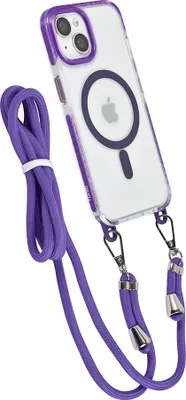 Zdjęcie produktu dla Etui TUNIQ na tył iPhone'a 14 – sznurek na szyję – Magsafe – fioletowe