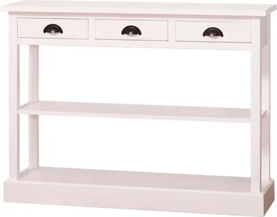 Produktbild von Casa Padrino Landhausstil Küchenkonsole Weiß 120 x 35 x H. 89 cm - Landhausstil Konsolentisch mit 3 Schubladen