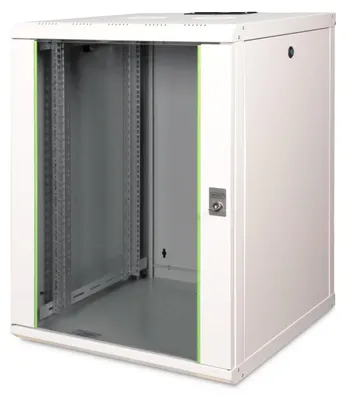 Produktbild von DIGITUS 19 Zoll Netzwerk-Schrank 16 HE Wandmontage mit Glastür in Grau