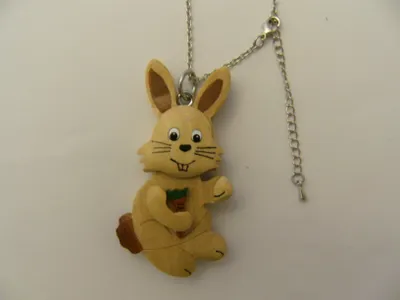 Produktbild von Kette mit Holzanhänger Hase, Ketten Modeschmuck Tiere Tier Häschen