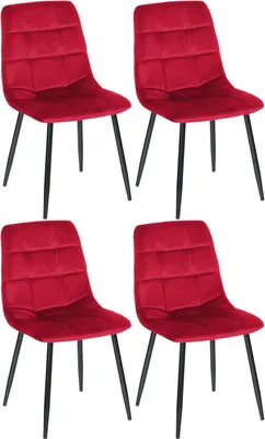 Produktbild von 4er Set Esszimmerstuhl Tilde Samt rot