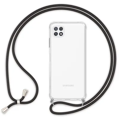 Obrázek produktu pro NALIA pouzdro na mobilní telefon s řetízkem pro Samsung Galaxy A22 5G, průhledné ochranné pouzdro a šňůra na mobilní telefon, robustní černá barva
