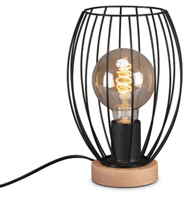 Produktbild von Tischleuchte Tischlampe Schalter Retro 1xE27 40W schwarz Metall-Holz Briloner