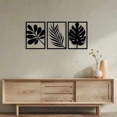 Image de Wallity, accessoire mural décoratif en métal, noir, 104 x 46 cm | 100 % métal (épaisseur : 1,2 mm) | Un design élégant et moderne pour votre intérieur ou votre bureau.
