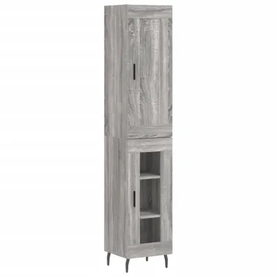 Image de vidaXL Highboard Gris Sonoma 34,5x34x180 cm Matériau dérivé du bois