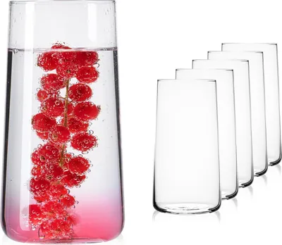 Produktbild von Set von 6 eleganten Trinkgläsern aus Glas - 490 ml bis 550 ml - Wasser, Saft, Longdrink- & Cocktailgläser