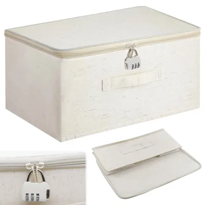 Produktbild von Abschließbare Aufbewahrungsbox mit Zahlenschloss und Griff, abschließbare Box für Kleidung, Spielzeug und Medikamente, 38 x 25,5 x 16 cm