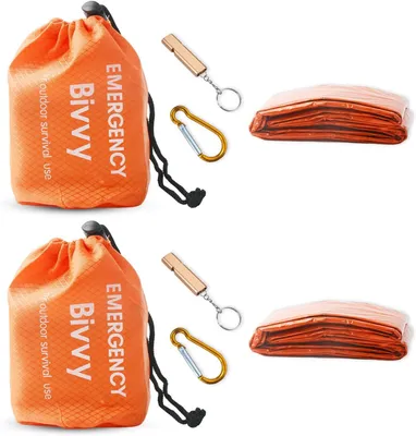 Imagen del producto de Dos sacos de dormir de emergencia, impermeables, resistentes al desgarro, ultraligeros, para camping y actividades al aire libre