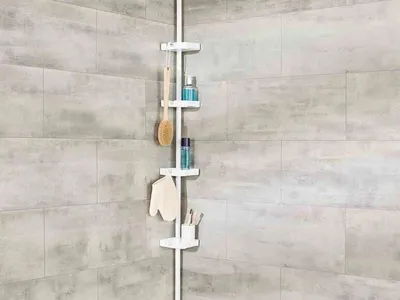 Produktbild von Wenko Teleskop Badewanne Duscheckregal XXL 125 - 300 cm, mit 4 Ablageflächen Weiß NEU