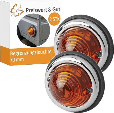 Produktbild von Begrenzungsleuchten 2er Set Positionsleuchte orange 70 mm E9 für 12V 24V für Anhänger Wohnmobil Wohnwagen