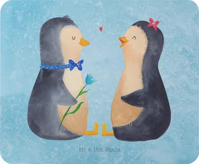 Produktbild von Mr. & Mrs. Panda Mauspad Pinguin Pärchen - Eisblau - Geschenk, pc, notebook, computer mousepad, Verliebt, Liebe, Mouse Pad, Verknallt, Hochzeitsgeschenk, Hochzeitstag