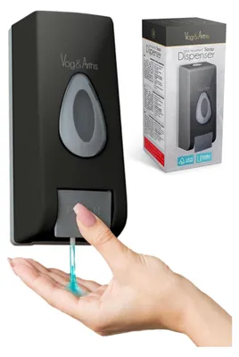 Produktbild von Vog&Arths - Seifenspender Wandmontage - Hängende Seifenpumpe Wand - Schwarz - Mechanische Seifenpumpe - 350ml - Ohne Batterien!